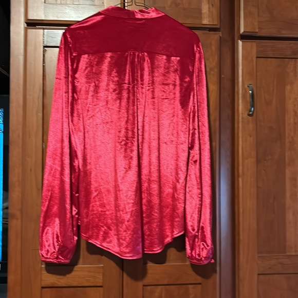 Women’s red button down blouse. Size L. Great for Valentine’s. - Picture 4 of 8